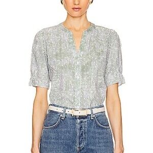 Michael Stars Roxanne Blouse – Light Olive & White Stripe – XS – NWT